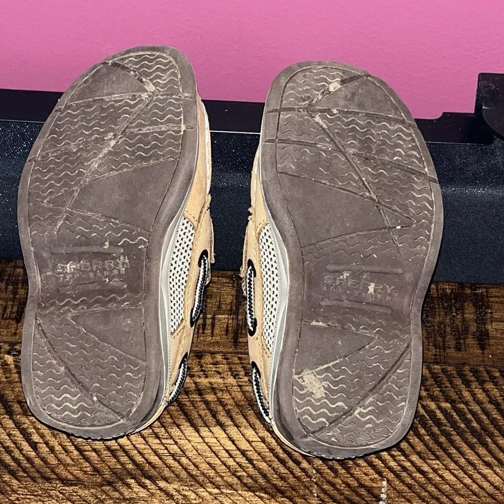 Sperry Top Sider Toddler Boys Boat Shoes‎ Sz 6 Tan Leather Loafers 6.5